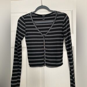 Forever 21 Black and White Striped Button Down Shirt